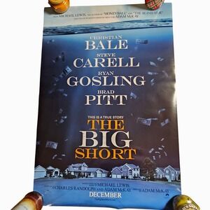 The Big Short 2015 Original Movie Poster 27x40 Christian Bale Steve‎ Carell D/S